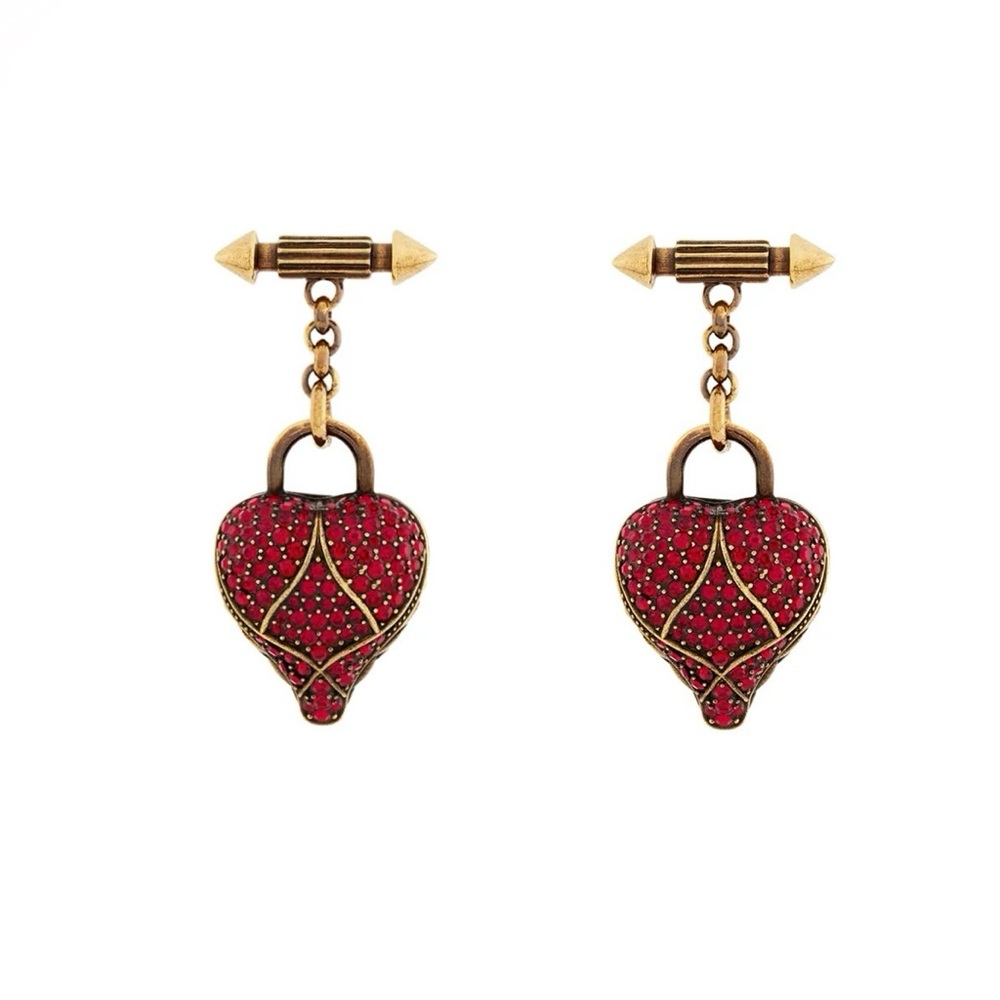 Roberto Cavalli Swarovski Heart Earrings